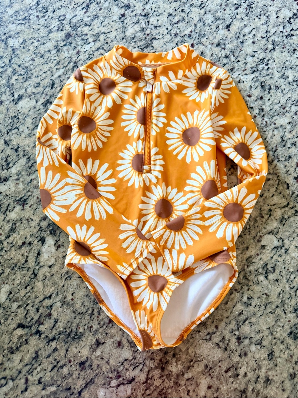 NWOT Carter's Orange Sunflower Zip-Front Rash Guard